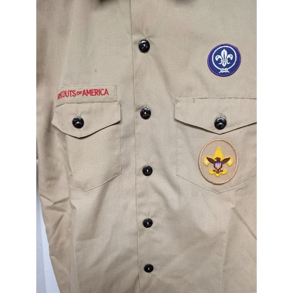 Vintage 70s Boy Scouts of America Boys Medium & Large BSA Uniform Button Up